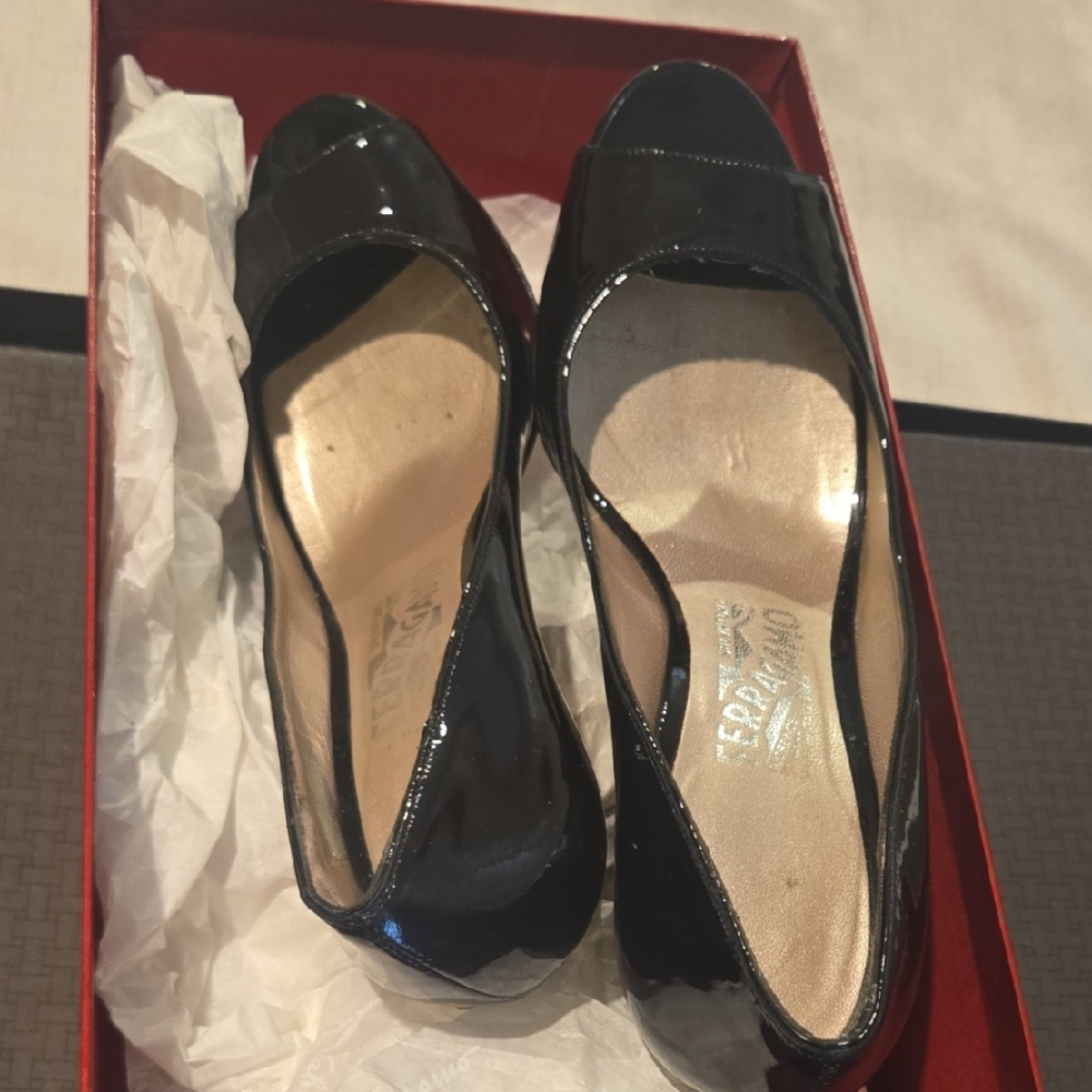 Salvatore Ferragamo Glossy Black Heels